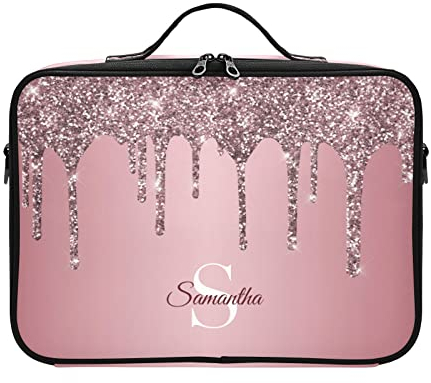 Benutzerdefinierte Friseurtasche mit Namenstext, Roségold, große Make-up-Tasche für Haarstylisten, tragbare Künstler-Aufbewahrungstasche, Friseurtasche, personalisierte Geschenke