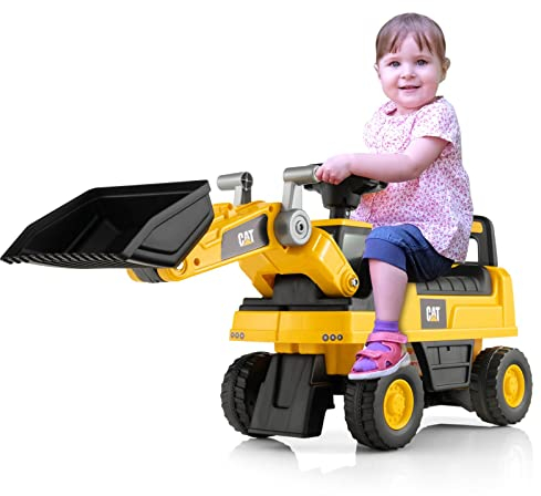 Maxmass Kids Ride on Car, Caterpillar Licensed Toddler Excavator Toy Car with Adjustable Bucket, Underneath Storage and Horn, Children Sit on Truck for 1-3 Years Old (Bulldozer)