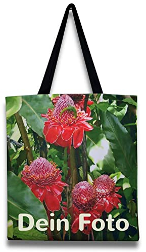 WunschPIXEL – Tasche mit Foto bedruckt, Stofftasche, Shopper, Strandtasche selbst gestalten, Format ca. 40x40 cm, personalisiert mit Deinem Wunschmotiv, optional mit Beschriftung Deiner Wahl