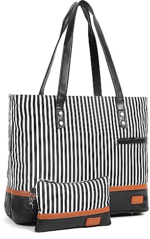Pearl Angeli Laptop Handtasche Damen,Groß 15,6 Zoll Aktentasche,Laptoptasche Schultertaschen,Notebooktasche Tasche mit 3 Fächern für Büro(Schwarz)