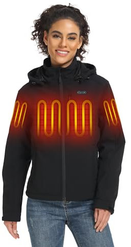 ORORO Women's Dual Control Heated Jacket with 5 Heat Zones, Up to 20 Hours of Warmth (Charger Not Included) (Black, L)