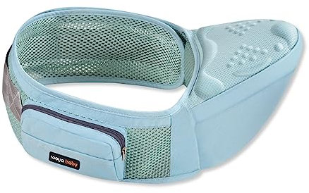 SONARIN Transpirable Ergonómico Portabebé Asiento de Cadera,Portador de Bebé Multifuncional Taburete de Cintura Ligero con Bolsillo Lateral para Bebé Niño Pequeño 0-36 Meses(Azul)