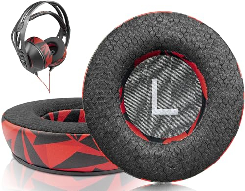 SOULWIT Mesh-Stoff Ersatzpolster Ersatz Ohrpolster für Plantronics (Poly) Rig 400 (400Pro HC, 400HS, 400HX, 400HA), Ohrpolster für Rig 500 (500E, 500HD, 500HX)/505(505HS)/515(515HD) Kopfhörer