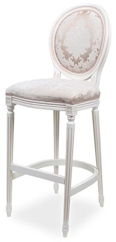 Casa Padrino Luxus Barock Barstuhl Rosa/Weiß - Barockstil Barhocker mit elegantem Muster - Luxus Bar Möbel im Barockstil - Edel & Prunkvoll