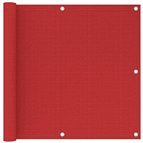 BAZZI Wasserdichter Sichtschutz für Balkon und Garten - 90 x 300 cm HDPE Balkonabdeckung, Windschutz in Rot, Ohne Bohren, Wasserdichter Balkonschutz