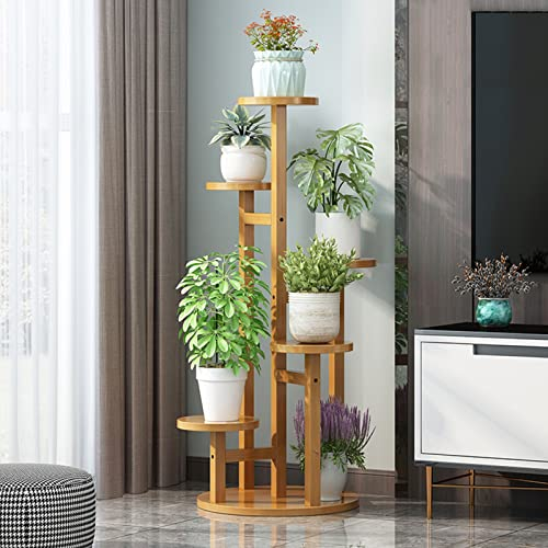 Supports pour Plantes en Bambou, 5 Pots de -102 cm de Haut, Stables pour l'intérieur et l'extérieur, étagère d'angle Polyvalente sur Pied pour terrasse, Jardin, Balcon, étagères Rondes