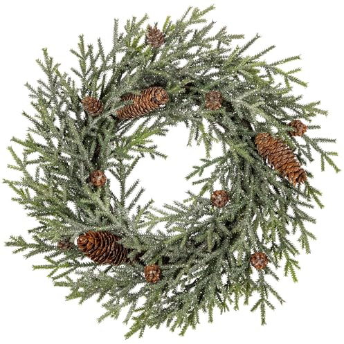 Ø40cm Weihnachtskranz Tannenkranz Türkranz mit Tannenzapfen Adventskranz Christbaumschmuck Türschild Deko Türdeko für Haustür, Hauswandbehang oder Weihnachtsdekoration, Winterschmuck