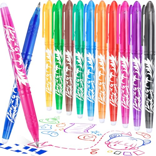 DOMAXWILL Radierbarer Kugelschreiber Tintenroller Radierbar, 12 Farben Kugelschreiber Radierbar, 0.5MM Radierbarer Tintenroller Erasable Pen, Löschbare Radierbare Gelschreiber Schul Bürobedarf