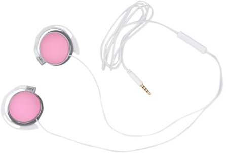 Veemoon Sports Wired Headphones Pink Neck Hanging Earhook aural Earphone with Mic Noise Reduction All-Day Comfort High Elastic Wire