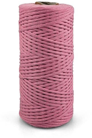 Netuno 1x corda macramè colorata rosa pastello 3 mm 100 m corda cotone singola ritorta corda naturale colorata per macramè filo singolo macramè cordoncino colorato filato gomitolo cotone uncinetto