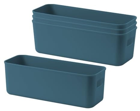 GmeDhc 4 Pack Thickened Plastic Storage Box, Storage Basket | Plastic Storage Bin, Portable Storage Box for Kitchen, Bathroom, Closet, Office, Makeup