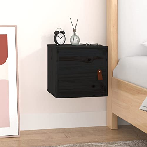 ZEYUAN Armario de Pared, Mueble Auxiliar De Cocina, Mueble De Cocina, Armarios De Cocina, Armario Colgar, Madera Maciza de Pino Negro 31,5x30x30 cm