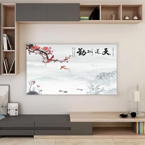 Displayschutzfolie Für Den Innenbereich Für Led-LCD, Computer-tv-Monitor-schutzabdeckung, Landschaftsdruck, Elastisches Gewebe, Zur Wandmontage, Wasserdichter Tv-staubschutz(Size:32-39IN,Color:A)