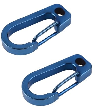 2 Pack Titanium Carabiner Clips, Heavy Duty Keychain Snap Hook, Quick-Release Keyring for Men Women Camping Fishing Hiking Dog Leash Accessories (Blue)