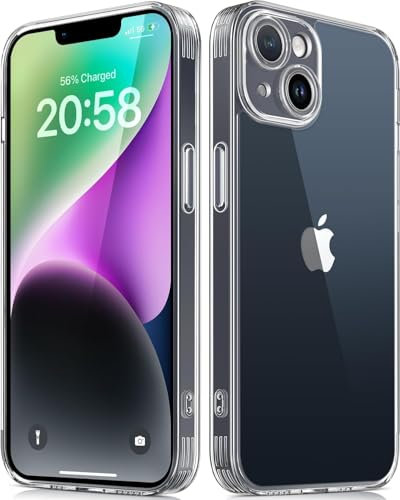 Mootobo für iPhone 14 Plus Hülle mit Kameraobjektiv Vollschutz, 3 m Fallschutz in Militärqualität mit Anti-Fingerabdruck-Mattrückseite 6,7 Zoll – Transparent