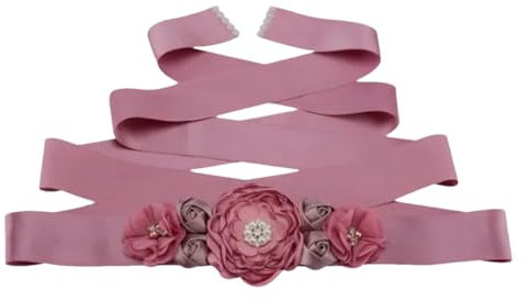 Dcvmvmn Ceinture pour femme avec fleurs de pêche et strass, rose poudré, taille unique