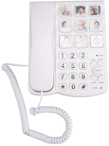 Festnetztelefon, Telefon mit Großen Tasten für ältere Menschen, Schnurgebundene Telefone, Direktwahl mit 9 Bildern, Einstellbarer Klingelton, Freisprechen, Wahlwiederholung für