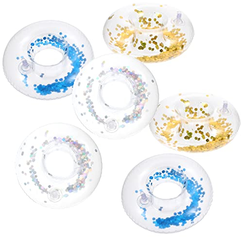 OUNONA 12pièces Porte-gobelets Gonflables avec Paillettes pour Piscine Accessoires De Fête Et Boissons Flottantes
