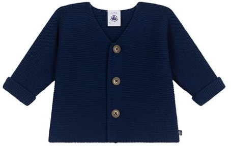 Petit Bateau A0ces Maglione Cardigan, Blu, 18 Mesi Unisex-Bimbi