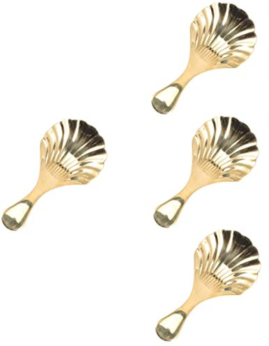 Cabilock 4 Palas Pequeñas De Latón Para Té Suelto Mango De Cuchara Herramienta De Cocina Diseño Adorable.