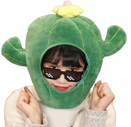 puzzlegame Kaktus-Hut-Kostüm, Plüsch-Hut - Kaktus-Kopfbedeckungskappen,Streichhut, Cosplay-Kostüme, Plüsch, bezaubernder Cartoon-Festivalhut für Urlaubsbedarf