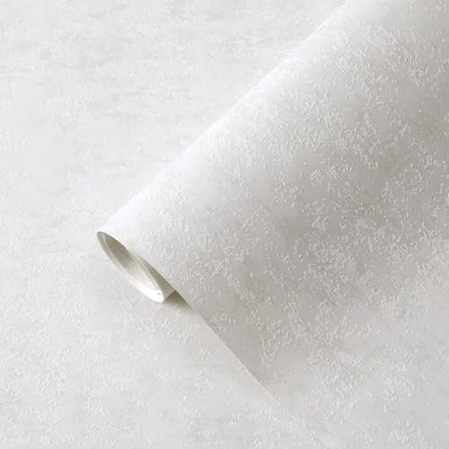 Industrial Concrete Wallpaper - Soft White Cement with Subtle Metallic Glitter Textured Wallpaper Feature Retro Decorative Luxury Wall Paper Roll for Living Room, Hallway, Bedroom