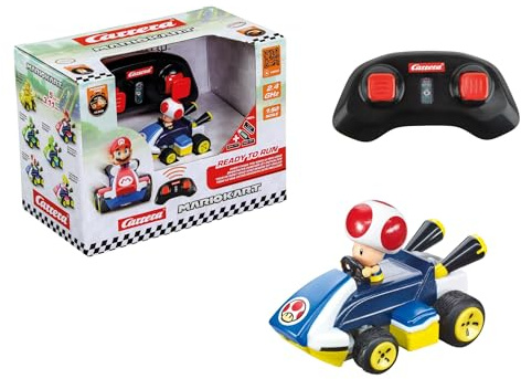 Carrera RC Mario Kart Mini RC Toad, For Children and Adults, Boys & Girls, Unique Original Licence, Instant Driving Fun with Ready to Run, Blue