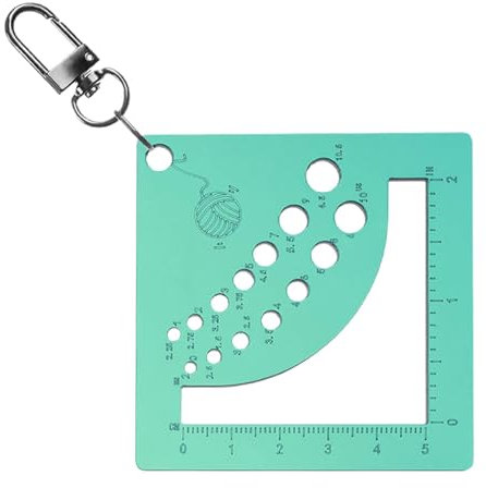Stricknadel-Lineal, Stricknadel-Kalibrierer – Stricklehre mit Metallschnallen-Design, Messwerkzeug für Stricknadeln, Stricknadeln, Werkzeug