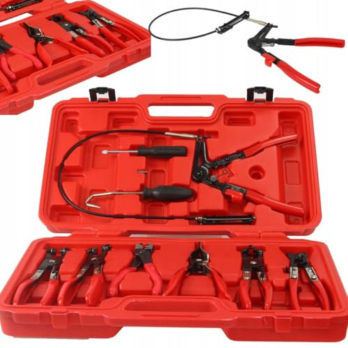 Set di Pinze per Fascette Stringitubo | Universali | 9 Pezzi | Manici Ricoperti in Gomma | con Valigetta