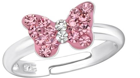 Monkimau Schmetterling Kinder Ring 925 Silber - Größe 2,5 | Hypoallergen Kinderohrringe | Mädchen Schmuck Geschenk Geschenkidee