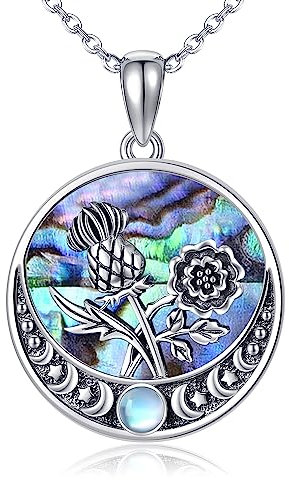 URONE Scottish Thistle Necklace Sterling Silver English Tudor Rose Flower Pendant Necklace Scottish Jewellery For Women