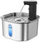 Stainless Steel Cat Water Fountain Wireless with Auto Shut-Off Pump + 4 Filters, 108oz 3.2L 5000mah Battery Operated Cat Water Fountain Cordless, Automatic Water Dispenser with Motion Sensor for Cats