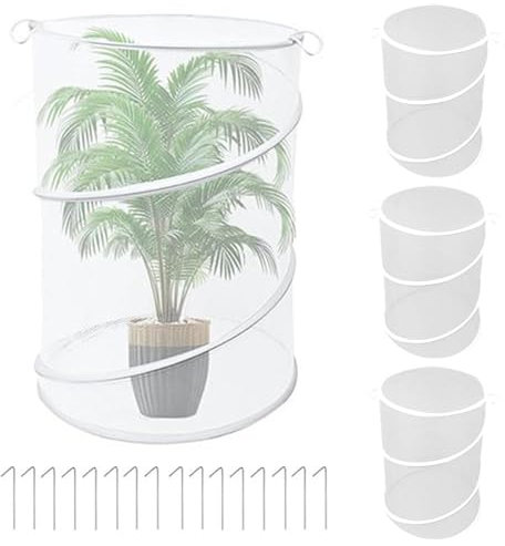 Pop-Up-Pflanzenabdeckung, 4 Stück, Netz-Pflanzenabdeckungen, 50 x 33 cm, atmungsaktiv, kompaktes Design, Gemüsegartenschutz für Tomaten, Erdbeeren, Outdoor und Hochbeete