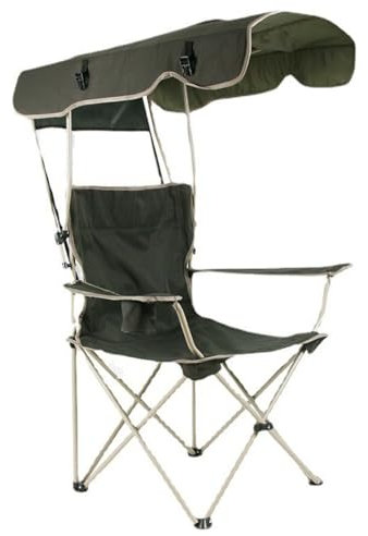 Genérico Chaise de camping pliable avec parasol, ultra légère et portable, en tissu Oxford, pour pêche, directeur, avec porte-gobelet et sac de rangement pour plage, camping, pique-nique et pêche.