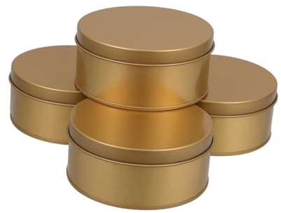 TOYANDONA Große Runde Metalldosen mit Deckel aus Zinn, 4 Stück Gold | Luftdichte Aufbewahrung für Zuhause und Büro, Plätzchendose Ostern, Geschenkverpackung
