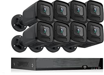 Black Light Level Video Surveillance Camera System Outdoor Security IP Cameras Kit External Security Protection(4T,8CH NVR and 8 Camera)