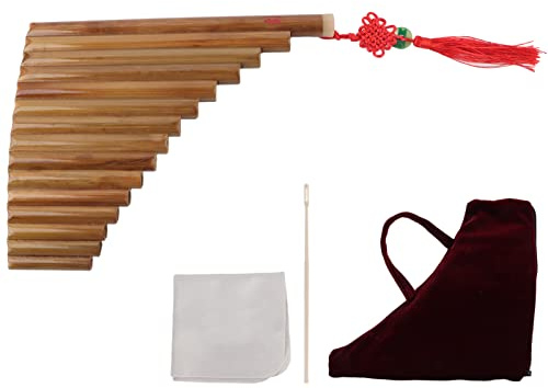 Pssopp Flauta de Pan de 15 Tubos, Construcción de bambú, Hermoso Sonido, Fácil de Aprender para Principiantes y Profesionales, Música Tradicional China