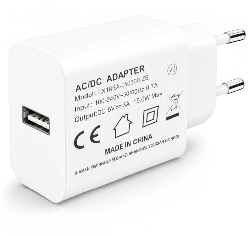 YIMINGOUFEI Cargador USB 15W 5V/3A con Enchufe Europeo Tipo C, Blanco | Adaptador compacto de ABS ignífugo, carga estable para smartphones, tablets y otros dispositivos USB-A compatibles