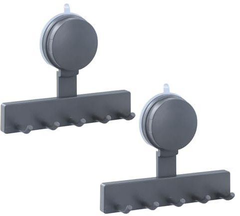 Daelesr Lot de 2 Crochet Ventouse Salle de Bain Sans Percage, Porte-serviettes Adhesif Universel, Crochets de Douche Sans Résidus pour Carrelage Lisse & Verre, Salle de Bain, Cuisine (Gris)