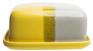 Butterdose INDUSTRIAL Keramik, Steinzeug Handgefertigt, spülmaschinenfest, mikrowellengeeignet, 17 x 13 x 7,5 cm, gelb