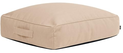 Icon Solus Outdoor Sitzsack Hocker mit Füllung, Beige | In Deutschland Hergestellt, Sitzsack Erwachsene, Olefin Stoff für Drinnen und Draußen, Fußhocker für Garten und Terrasse