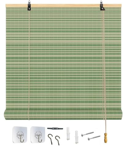 Tenda a Rullo In Bambù Naturale per Esterni 50 70 90 110 130 150cm Tapparella Avvolgibile Con Misure Personalizzabili, Protezione Solare Privacy per Giardino, Gazebo, Balcone(W80xH90cm)