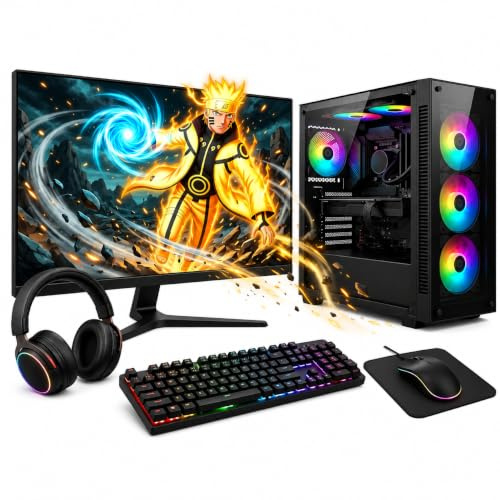 Vibrant RGB Tower Gaming PC Bundle | core i5, 16GB RAM, GT 730 2GB | 256GB SSD + 1TB HDD | Windows 11 Complete Setup Featuring 22 Monitor & WiFi