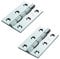 Pair of 3 Polished Chrome Strong Door Butt Hinges Internal Double Washered DSW 75mm
