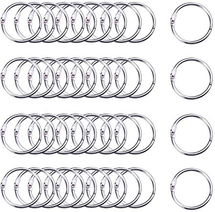HAUTOCO 100Pcs 30mm Metal Binder Rings for Flash Cards, Office, School, Home