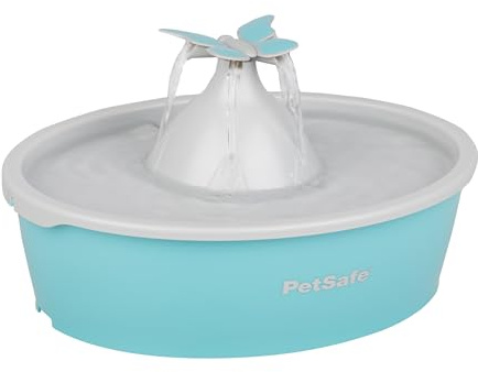 PetSafe Fontaine à Eau Papillon pour Chat avec Pompe et filtres – Distributeur d'eau Mignon d'une capacité de 1,4 l – Pompe et filtres pour Garder l'eau Propre et fraîche – Le Filtre Contient 2 Fois