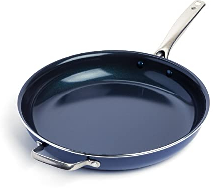 Blue Diamond Cookware 35,6 cm große Bratpfanne mit Helfergriff, diamantinfundierte gesunde Keramik-Antihaftbeschichtung, PFAS- und PFOA-frei, spülmaschinenfest, ofenfest, gleichmäßiges Erhitzen,