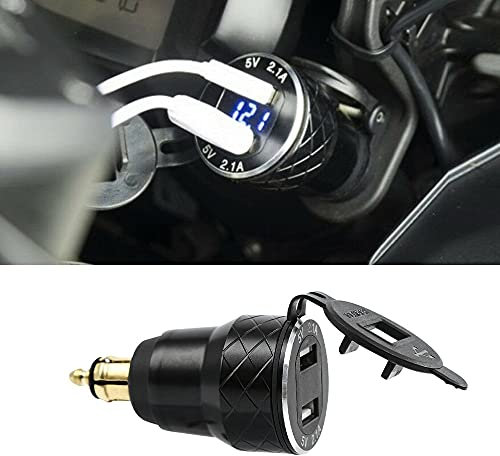 NICOLIE Adaptateur Secteur Moto Double Chargeur USB Compatible avec BMW R1250Gs Ducati Monster 696 848 Scrambler 800 1100 Multistrada 1200 - Noir
