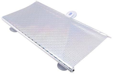 Olivine Sunshade Roller Blackout Suction Cup Blinds Curtains for Living Kitchen Office Car Window Free-Perforated Curtain D, Silver, 50x125cm