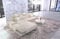 Ledersofa Venedig L Form Sofa Ecksofa in Leder - mit LED Beleuchtung, verstellbare Kopfstützen, Recamiere/Lederfarben wählbar/Ausrichtung wählbar (Ottomane Links, Beige-Weiß)